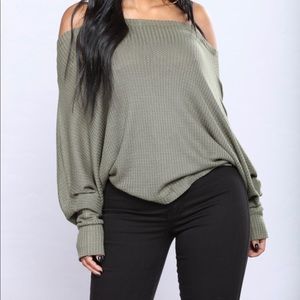 Fashion Nova olive green shirt